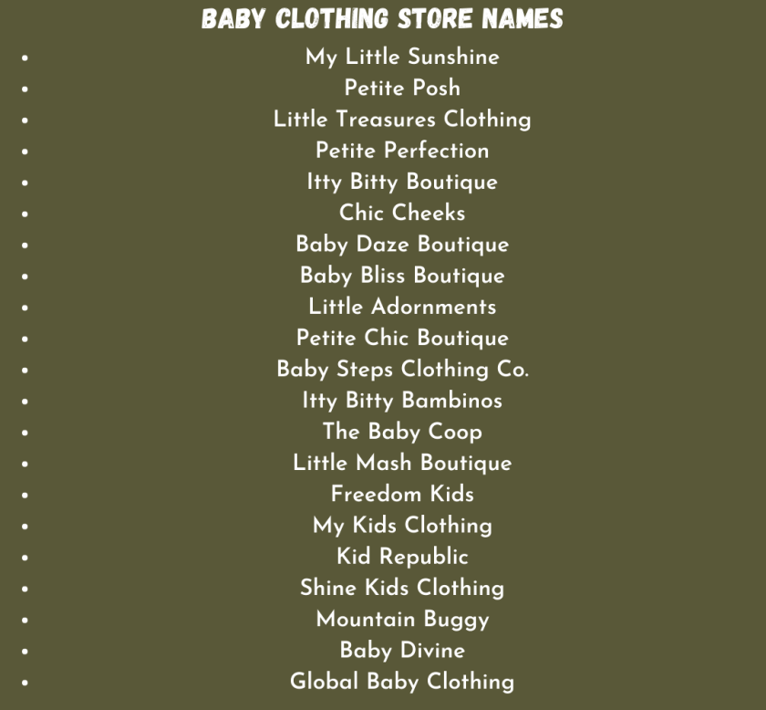Baby Clothing Store Names