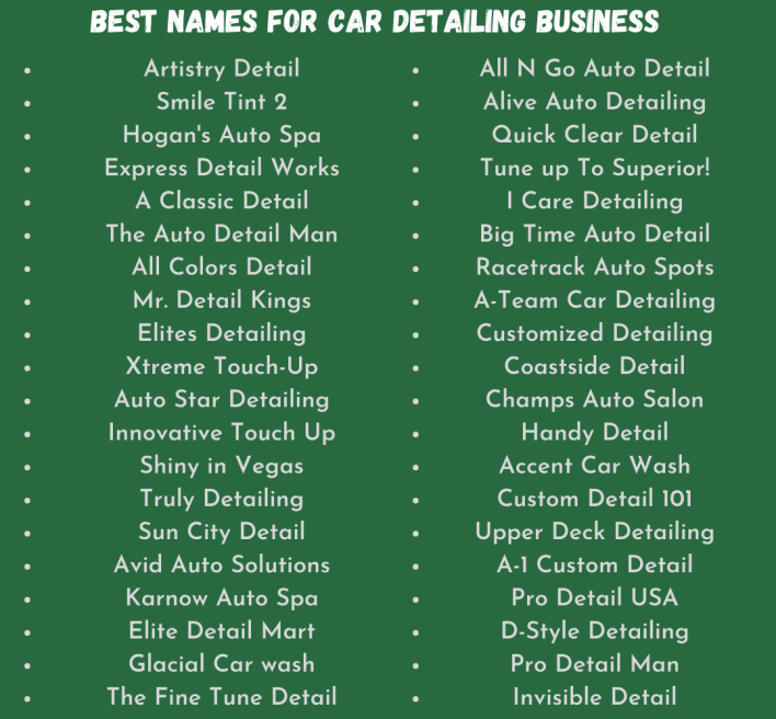 Best Names for Car Detailing Business