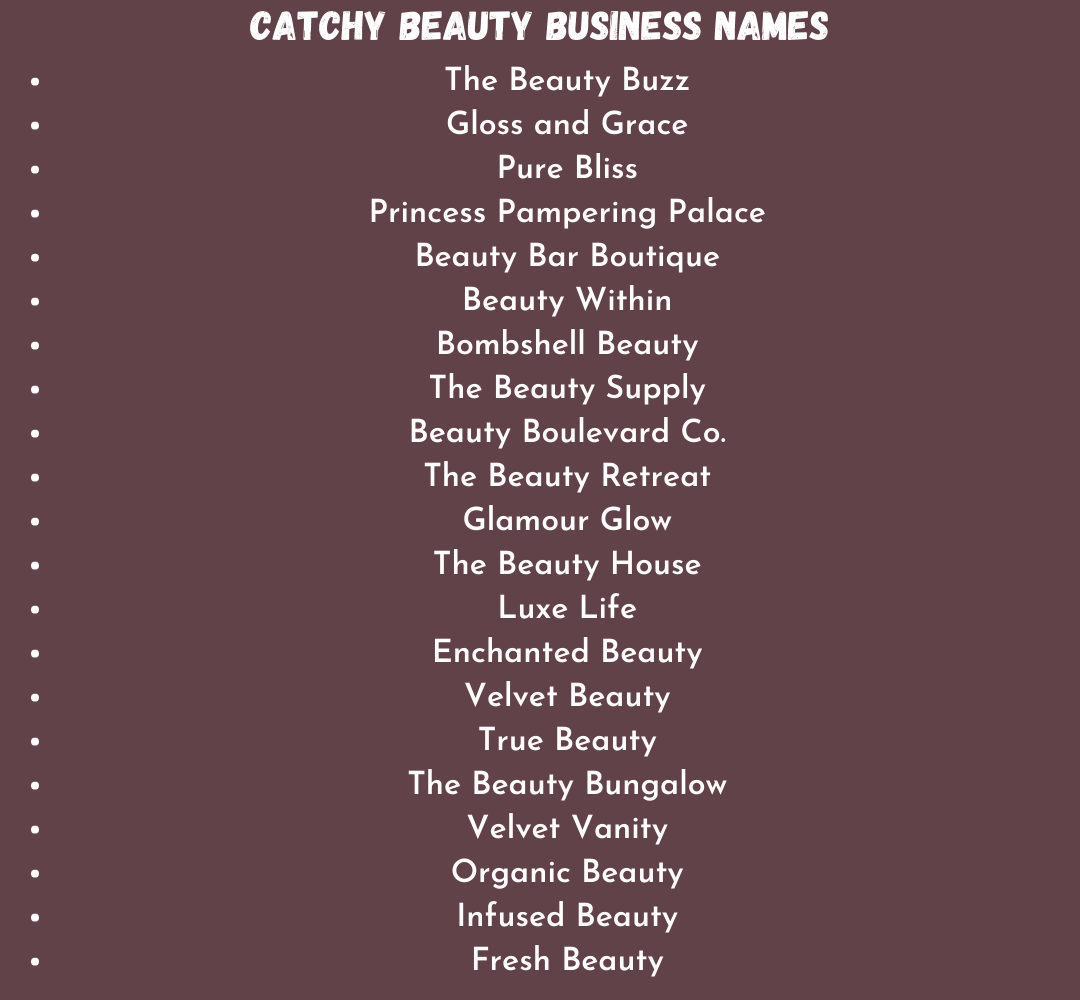 Catchy Beauty Business Names