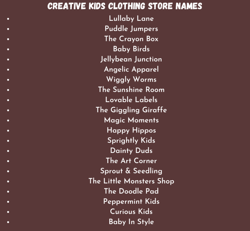 Creative Kids Clothing Store Names
