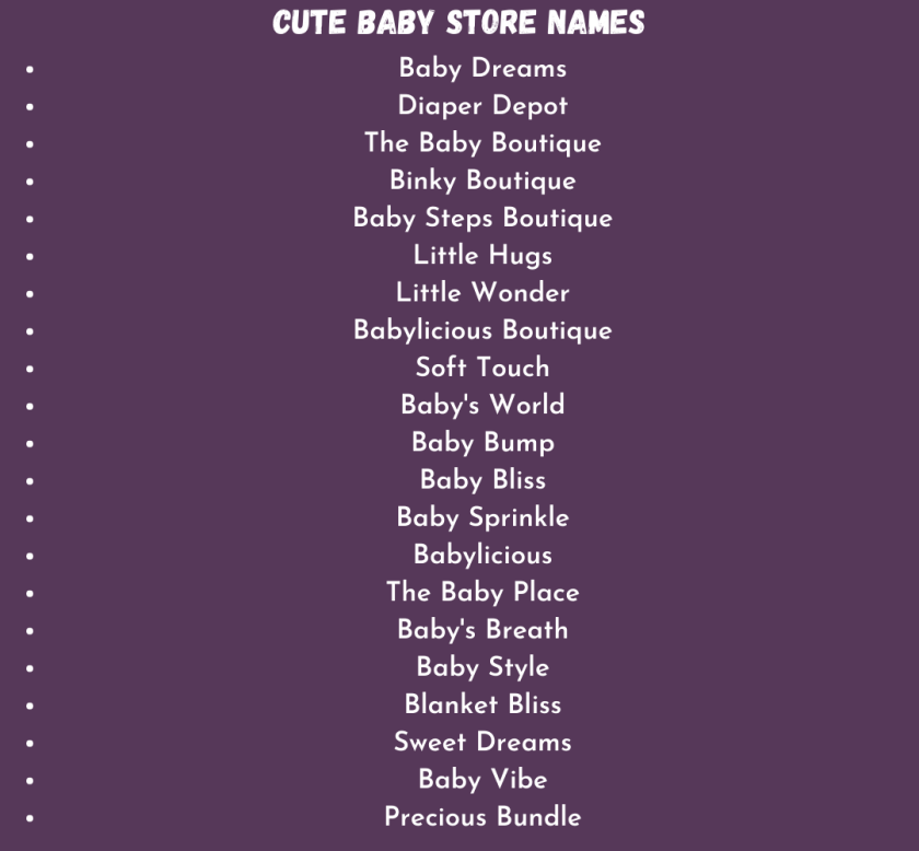 Cute Baby Store Names