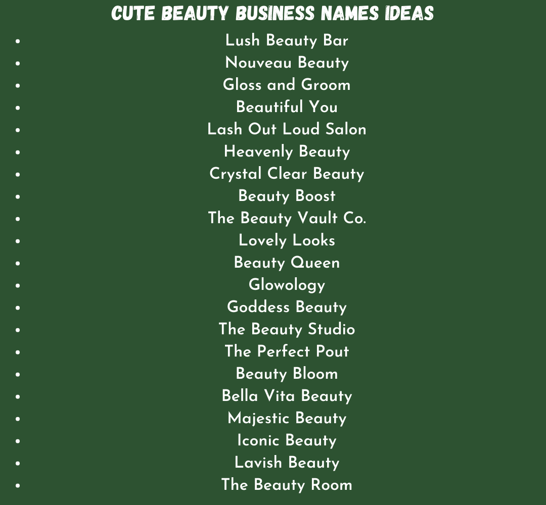 Beauty Business Names Ideas