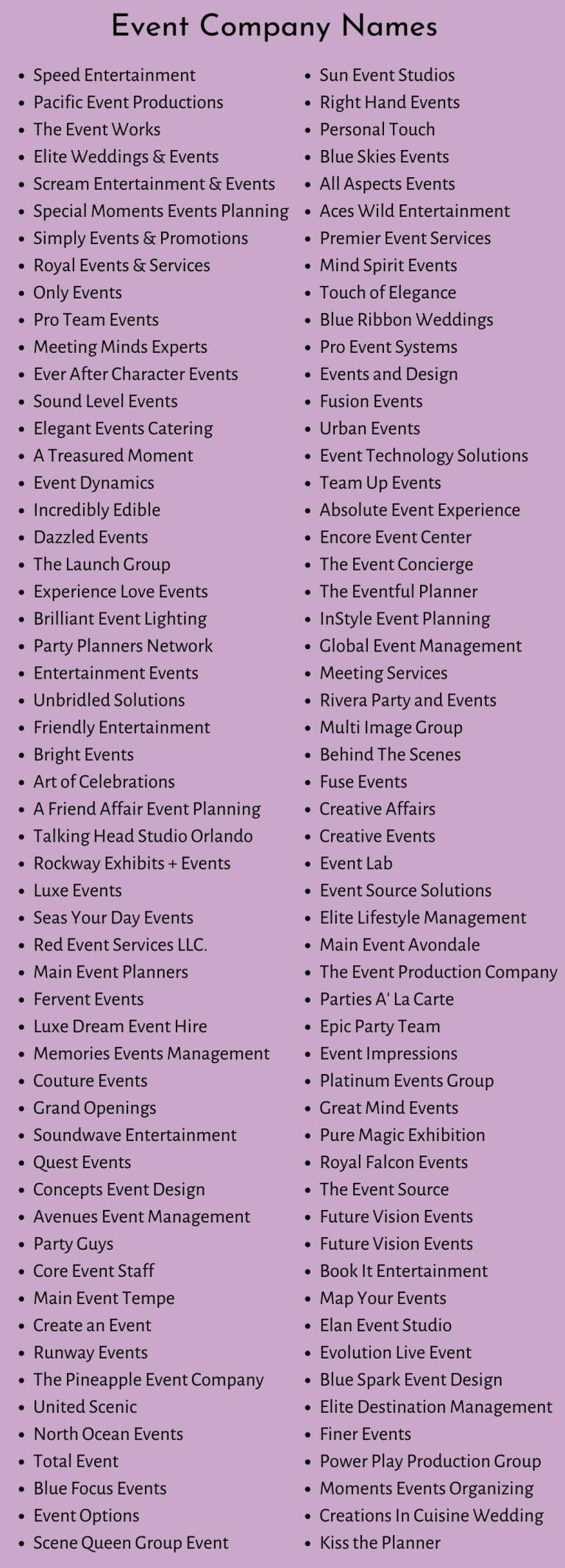 700+ Catchy Event Planning Company Name Ideas