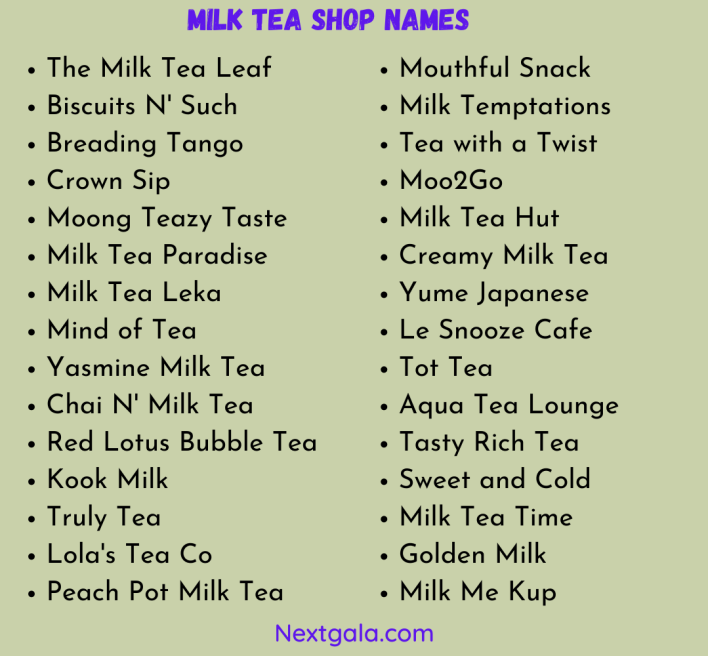 Milk Tea Shop Names