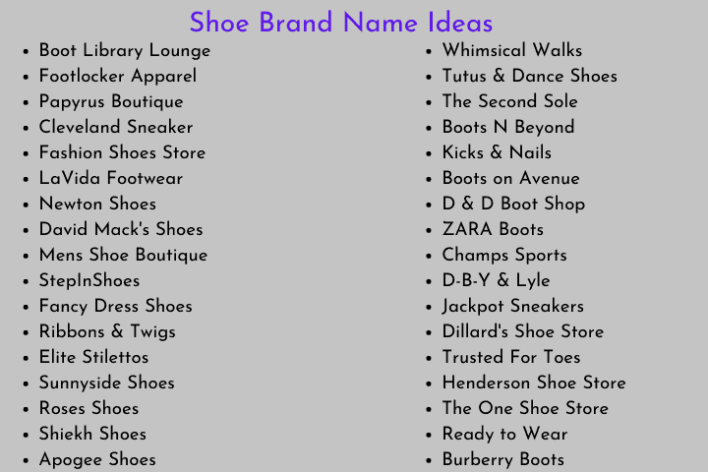 Shoe Brand Name Ideas