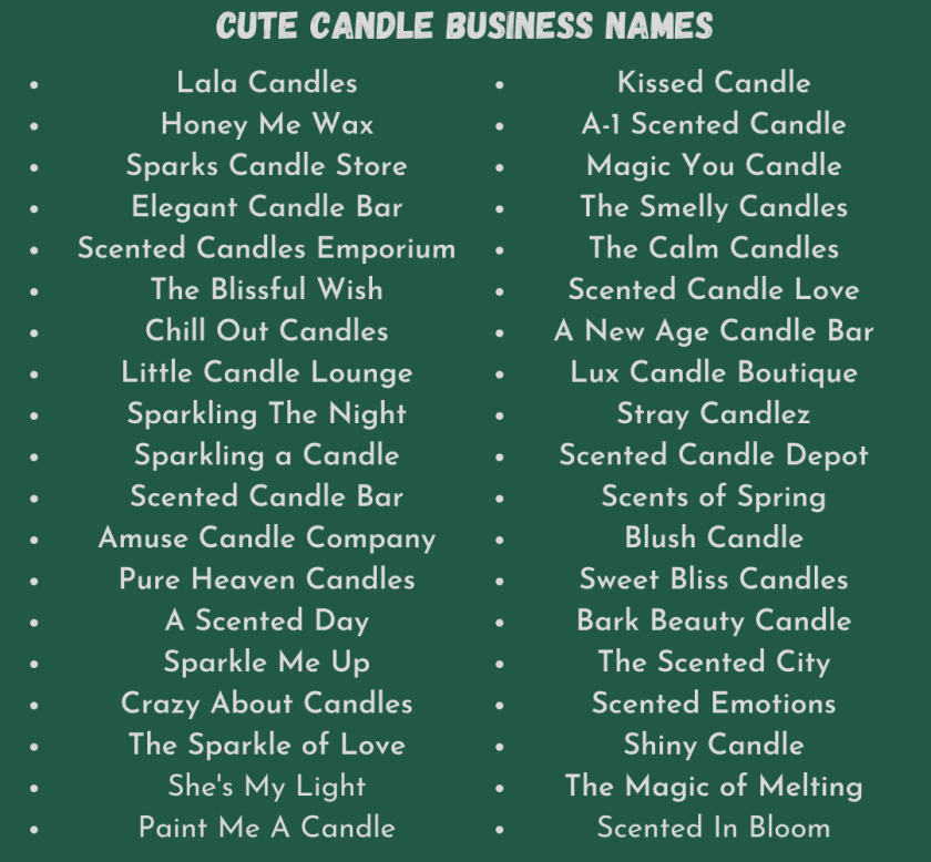 Cute Candle Business Names