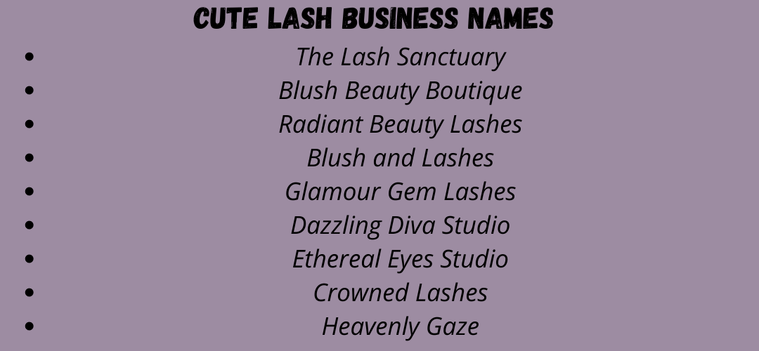 Cute Lash Business Names