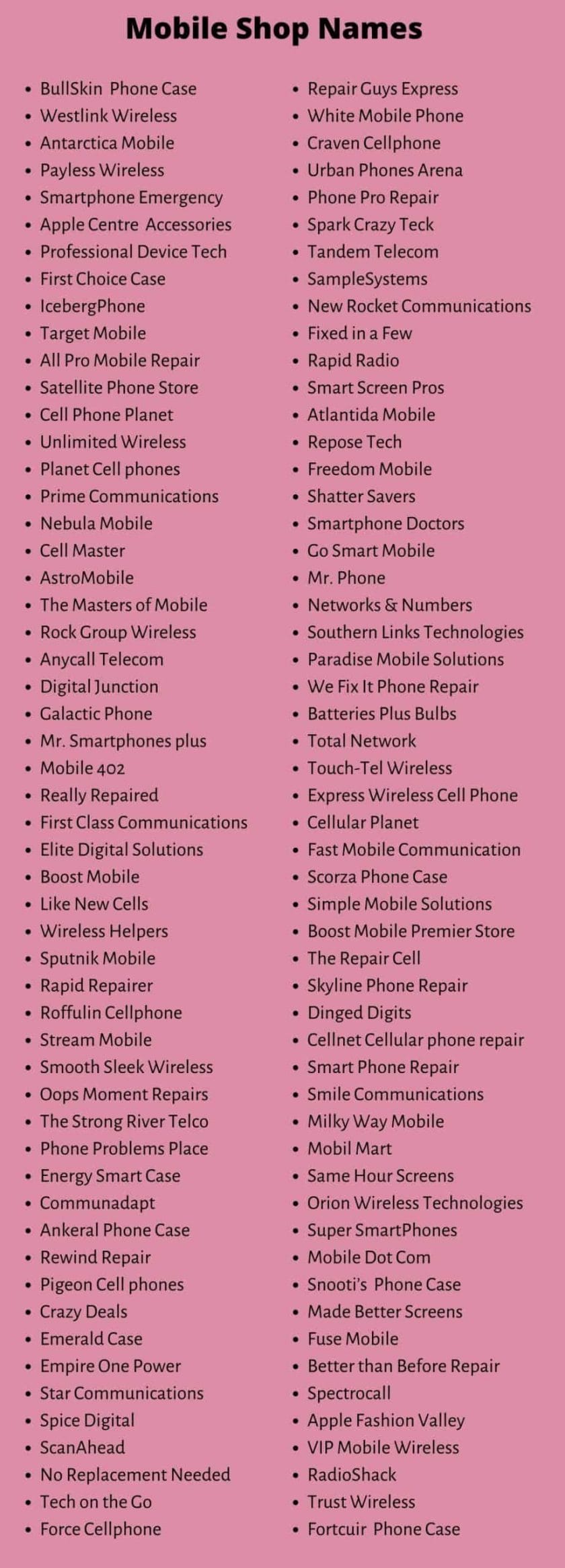 700 Mobile Shop Name Ideas (Cool, Catchy and Unique)