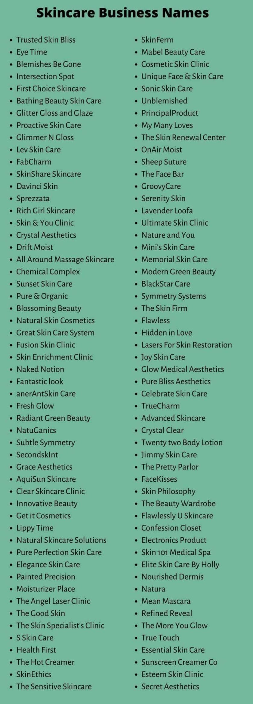 Skincare Business Names