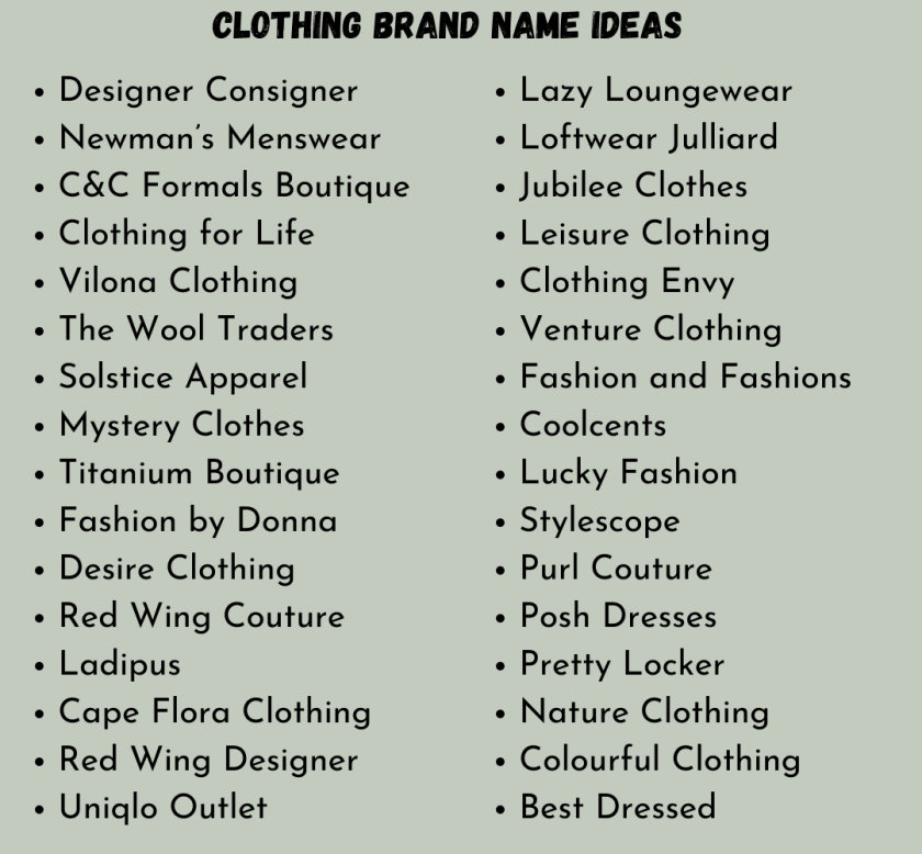950 Cool Clothing Brand Names Ideas for Entrepreneurs