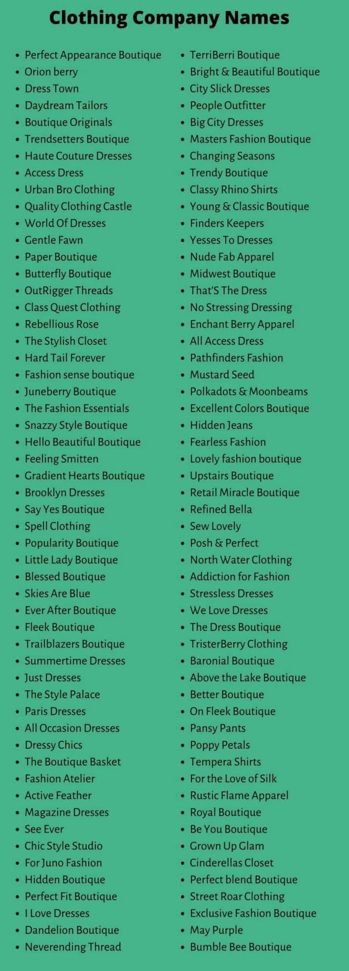 Clothing Company Names