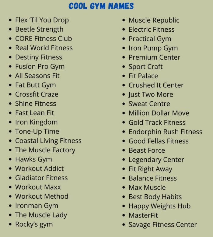 Cool Gym Names