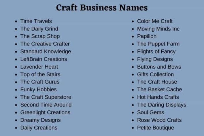 Craft Business Names 