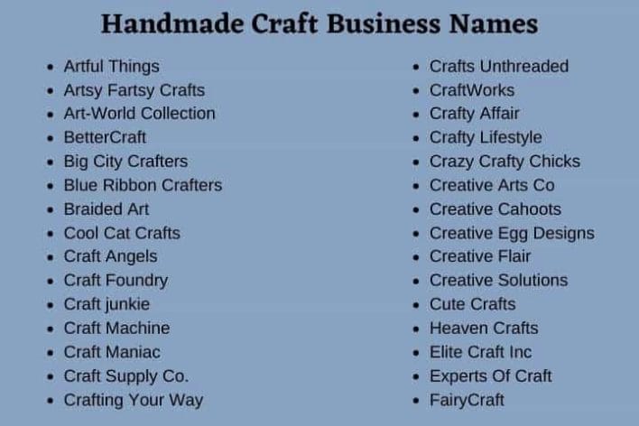 Handmade Craft Business Names 