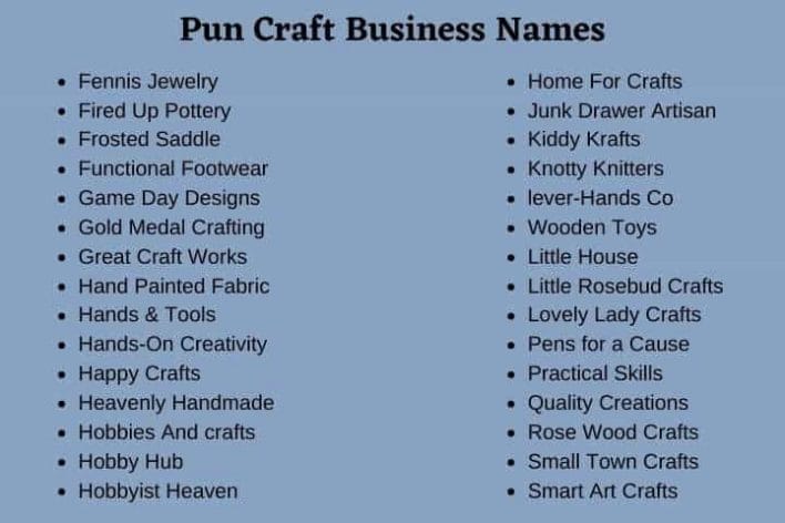 Pun Craft Business Names