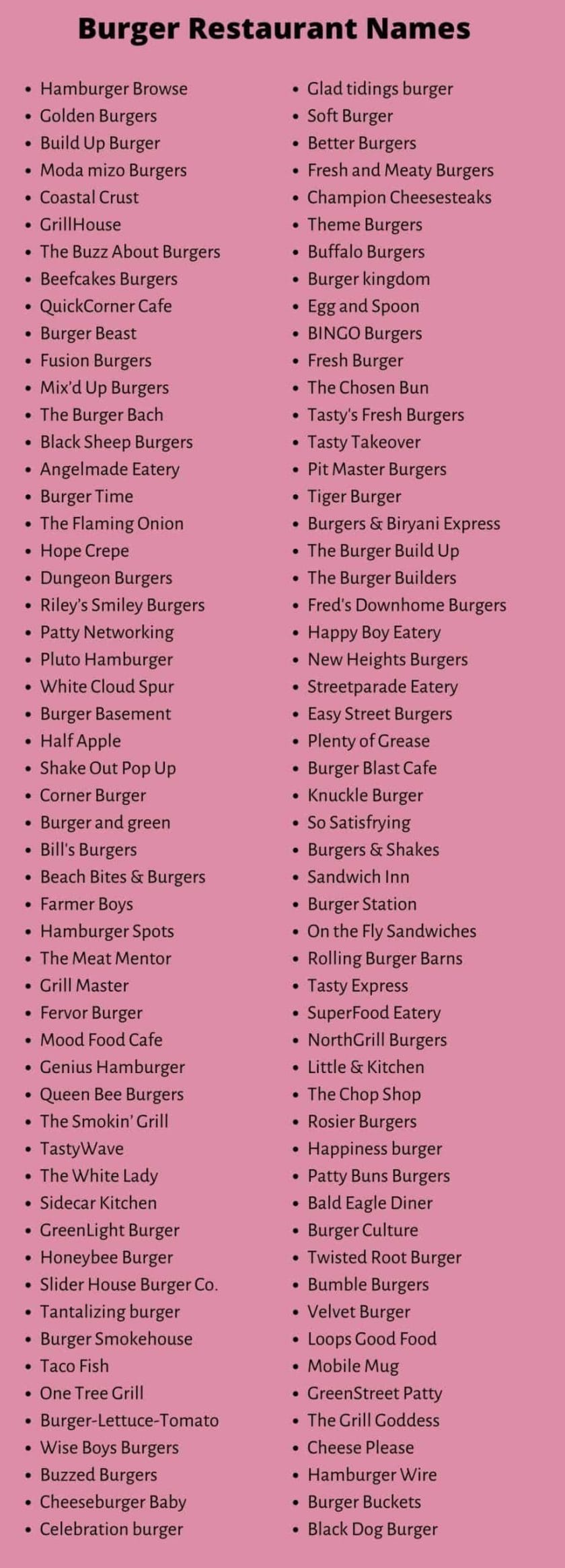 900 Catchy Burger Restaurant Names To Choose From