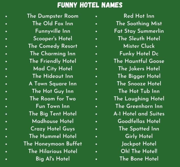 Funny Hotel Names