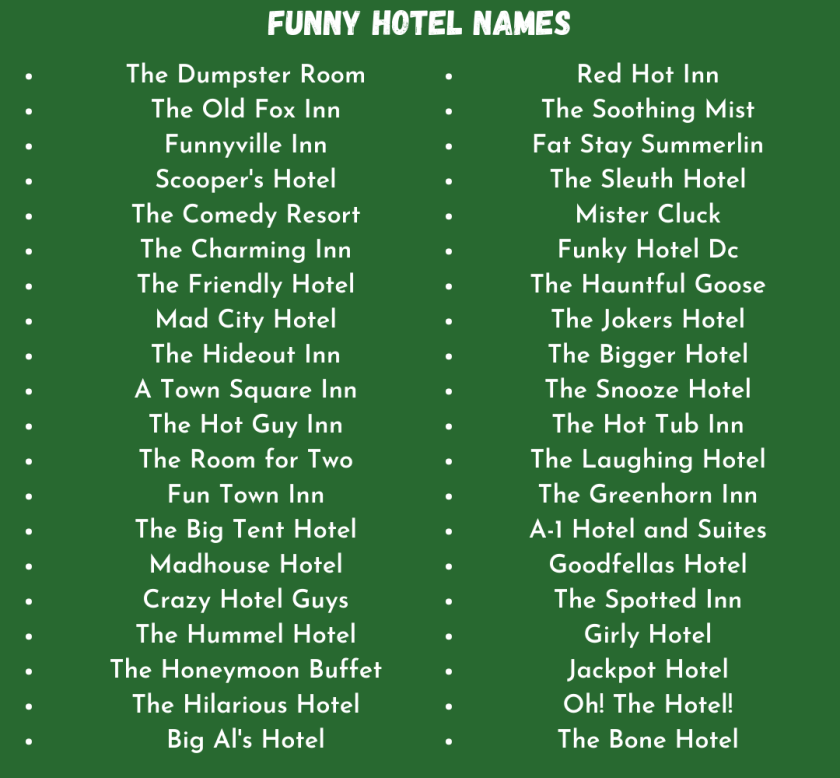 Funny Hotel Names