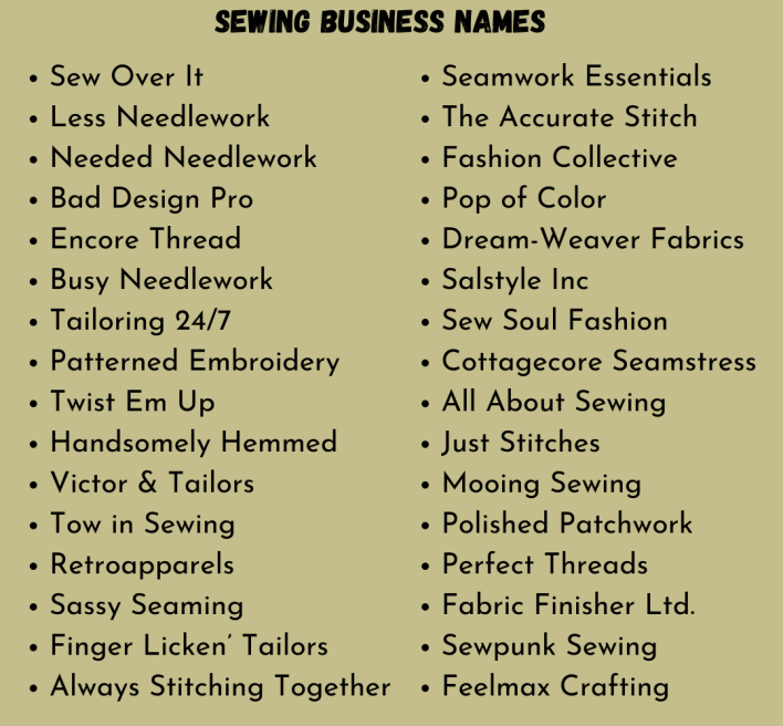Sewing Business names