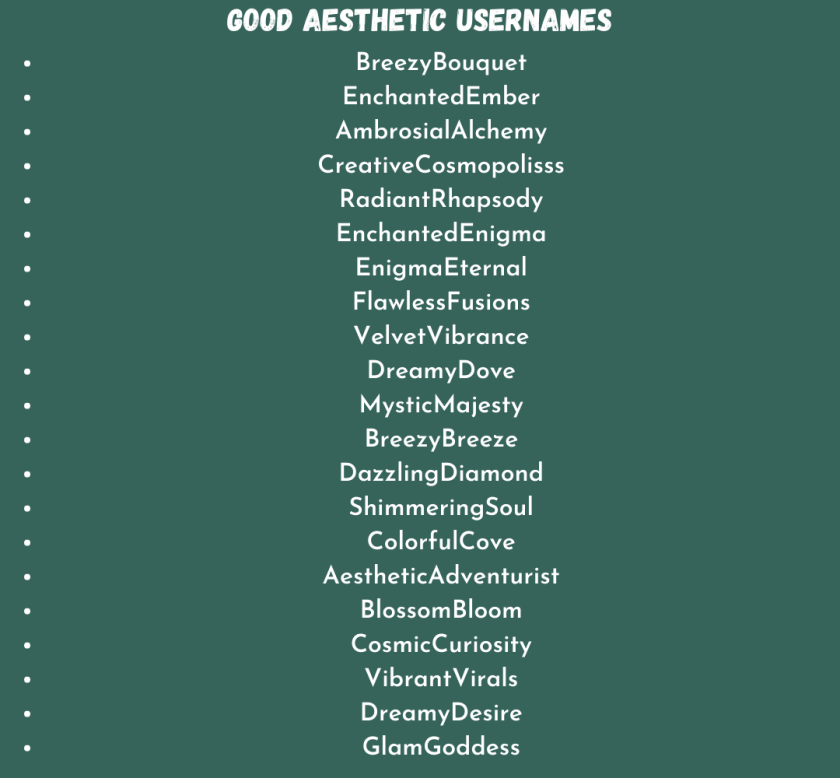 Good Aesthetic Usernames