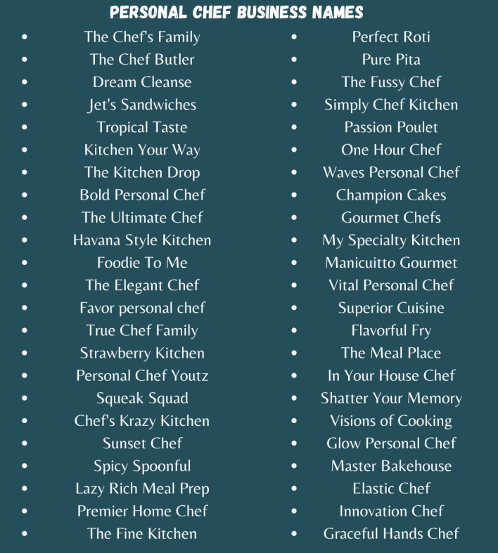 Personal Chef Business Names