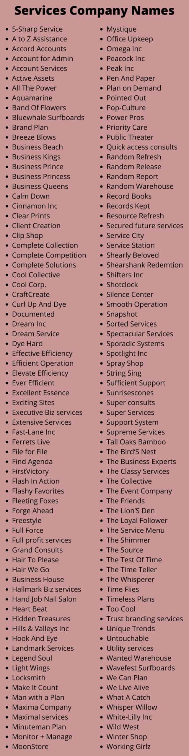 Services Company Names