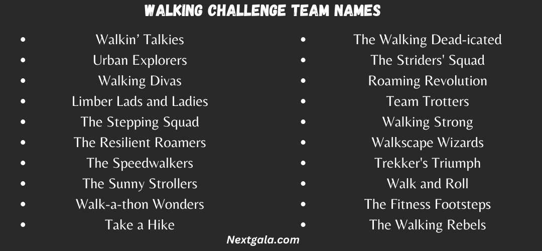 Walking Challenge Team Names