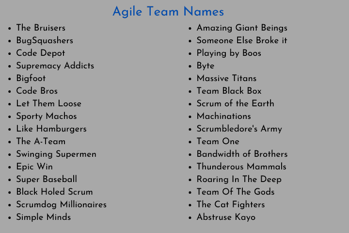 Agile Team Names