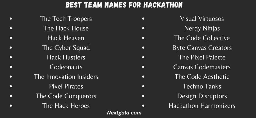 Best Team Names for Hackathon