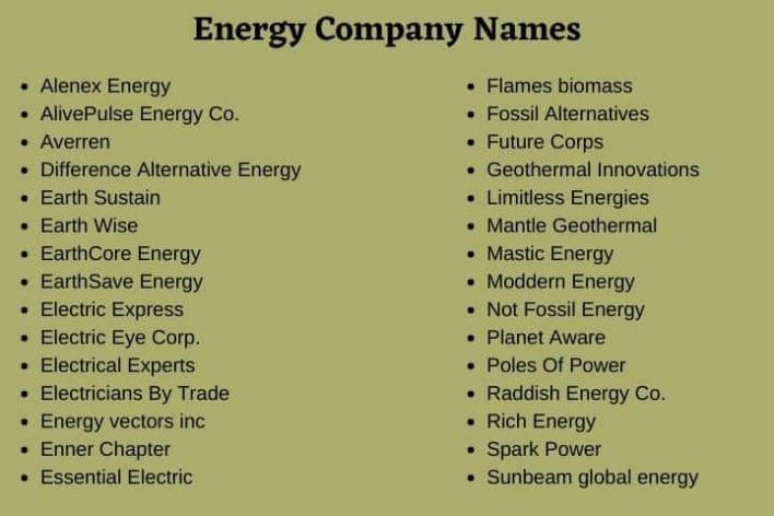 Energy Company Names