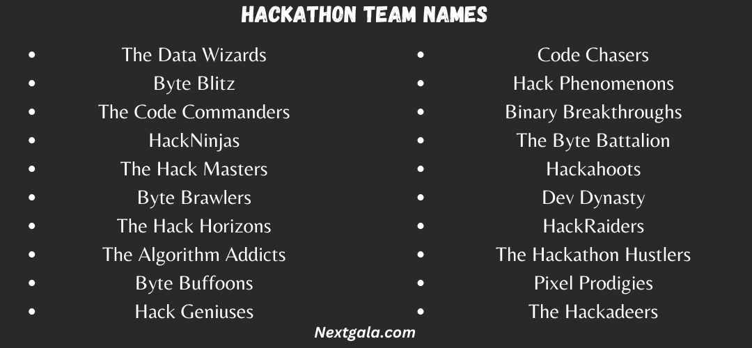 Hackathon Team Names