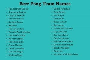 Beer Pong Team Names