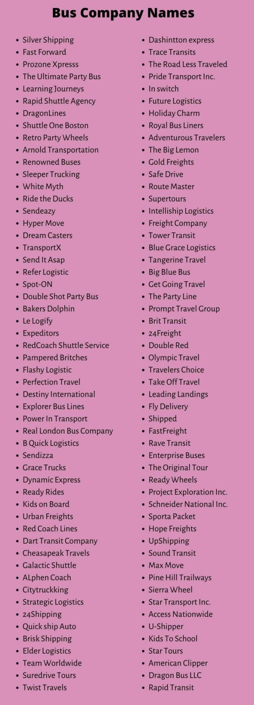500 Creative Bus Company Names, Ideas, and Suggestions