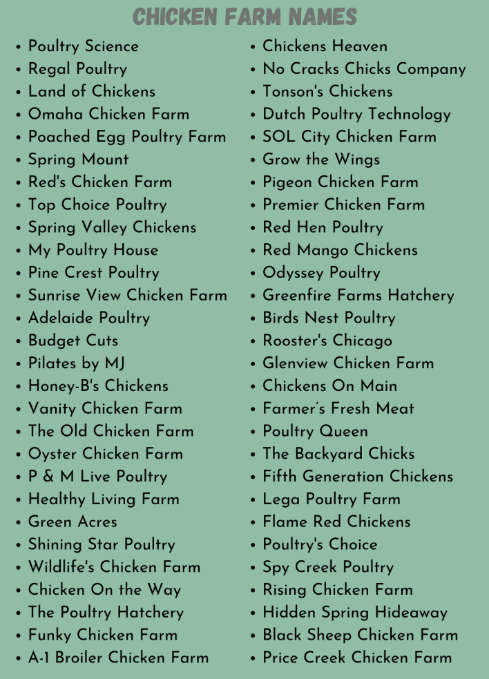 Chicken Farm Names