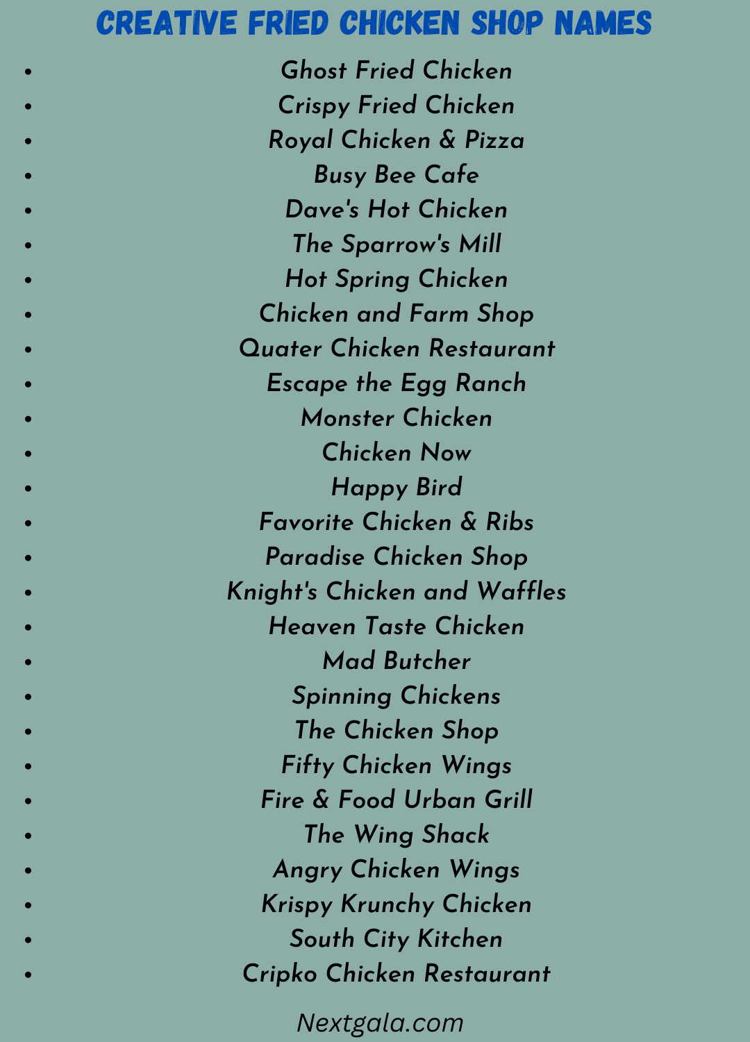 Creative Fried Chicken Shop Names