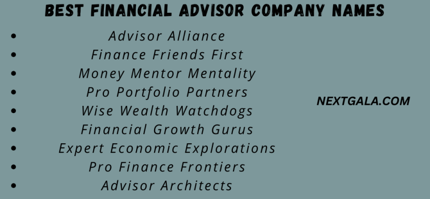 Best Financial Advisor Company Names