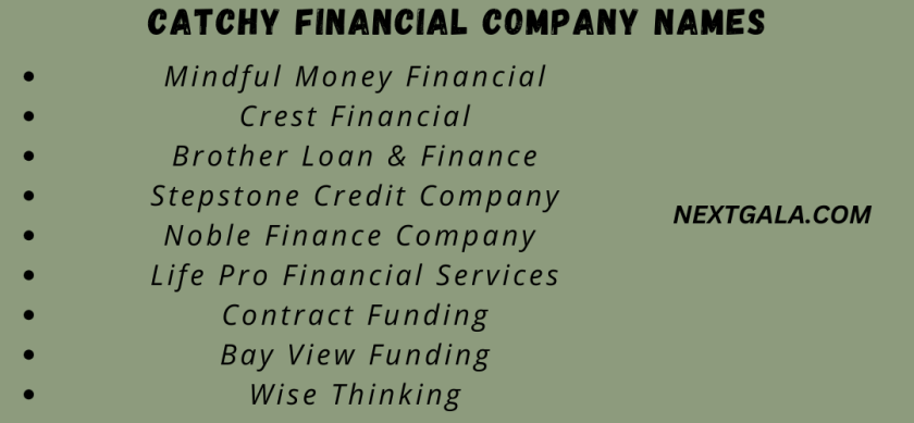 Catchy Financial Company Names