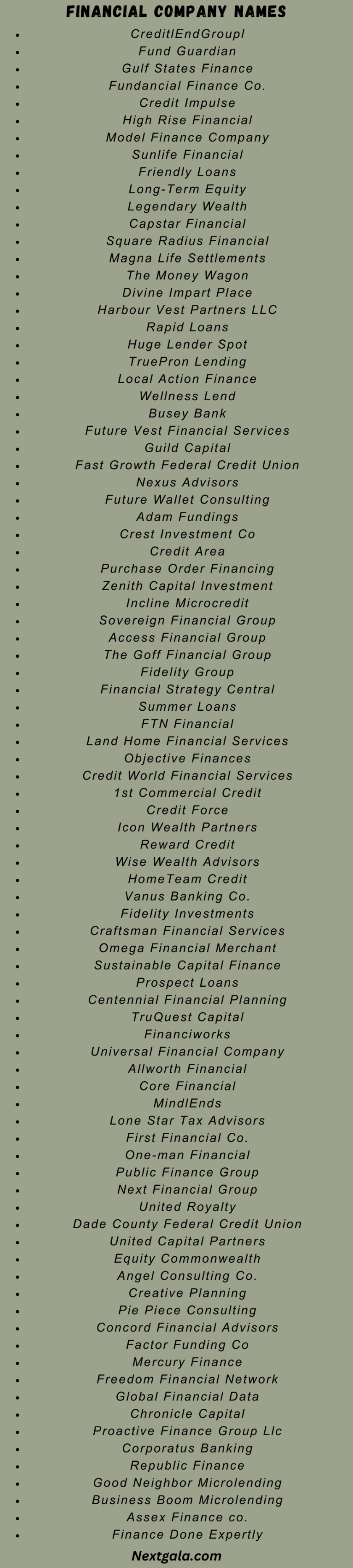 Financial Company Names