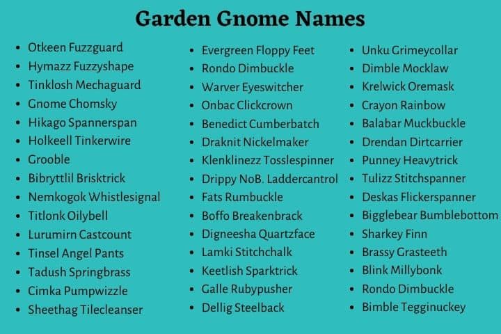 Garden Gnome Names