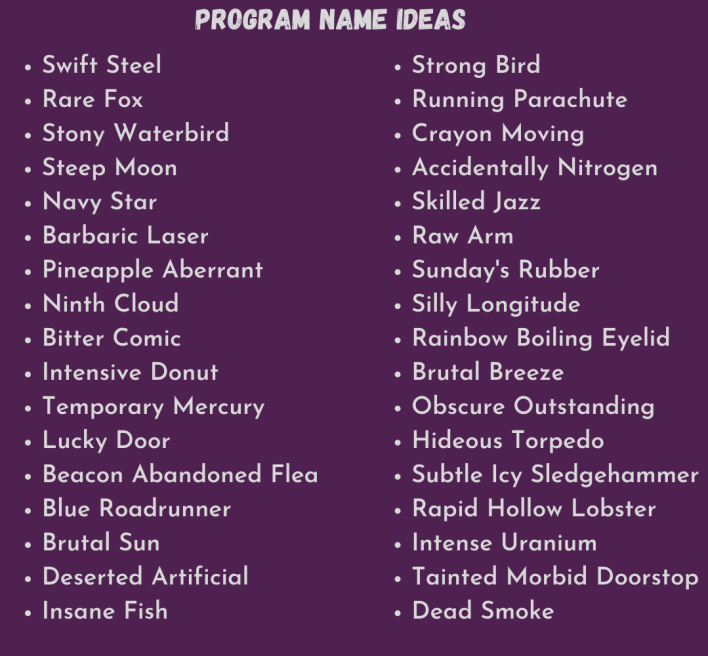 Program Name Ideas