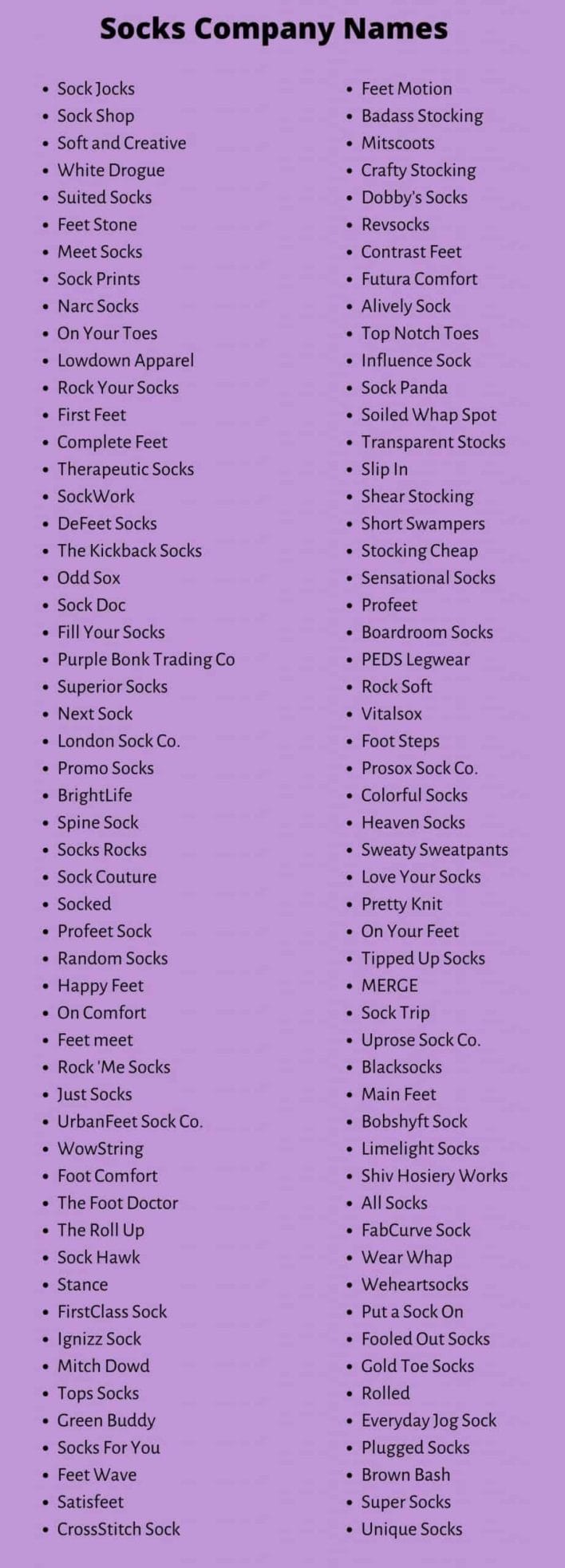Socks Company Names