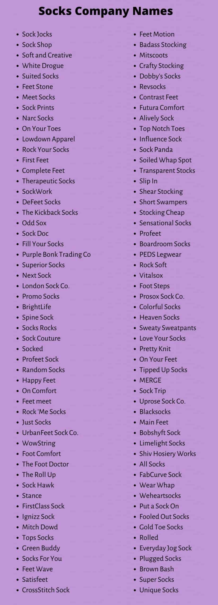 Socks Company Names