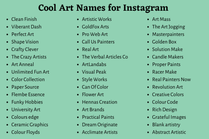 Cool Art Names for Instagram
