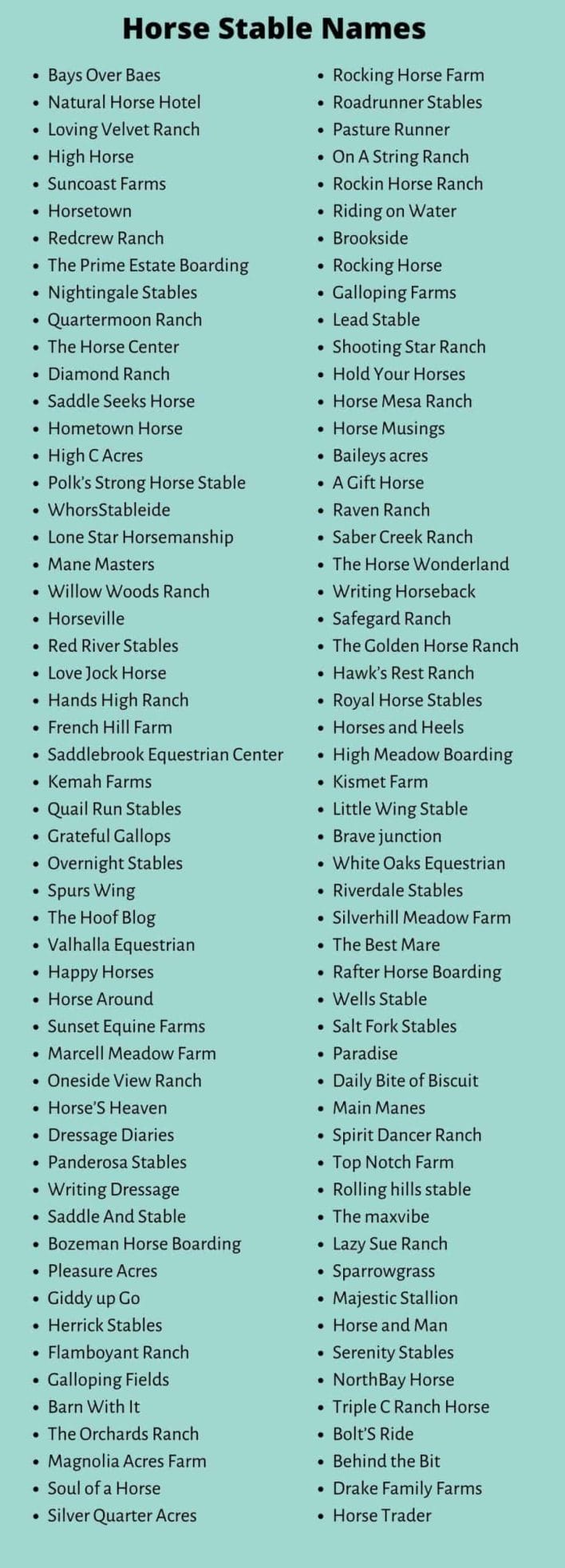 Horse Business Names