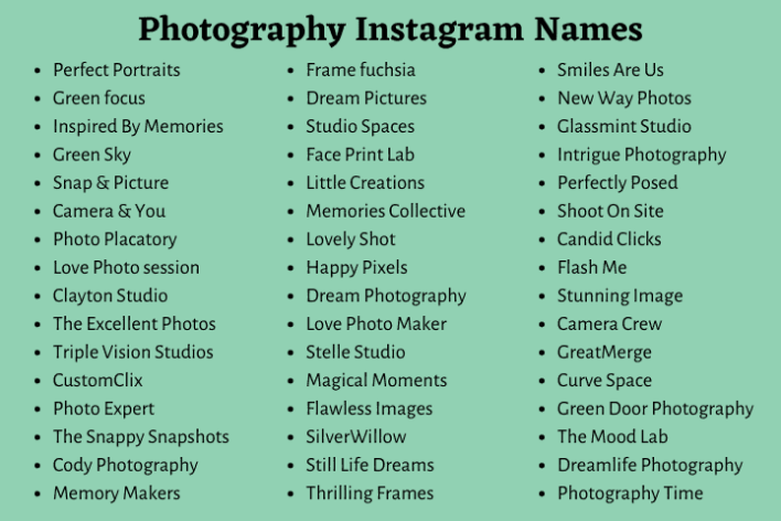 Photography Instagram Names