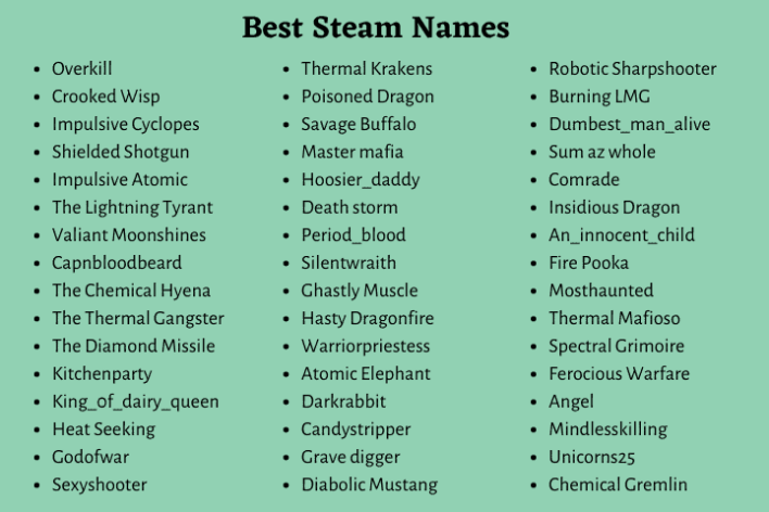 Steam Names