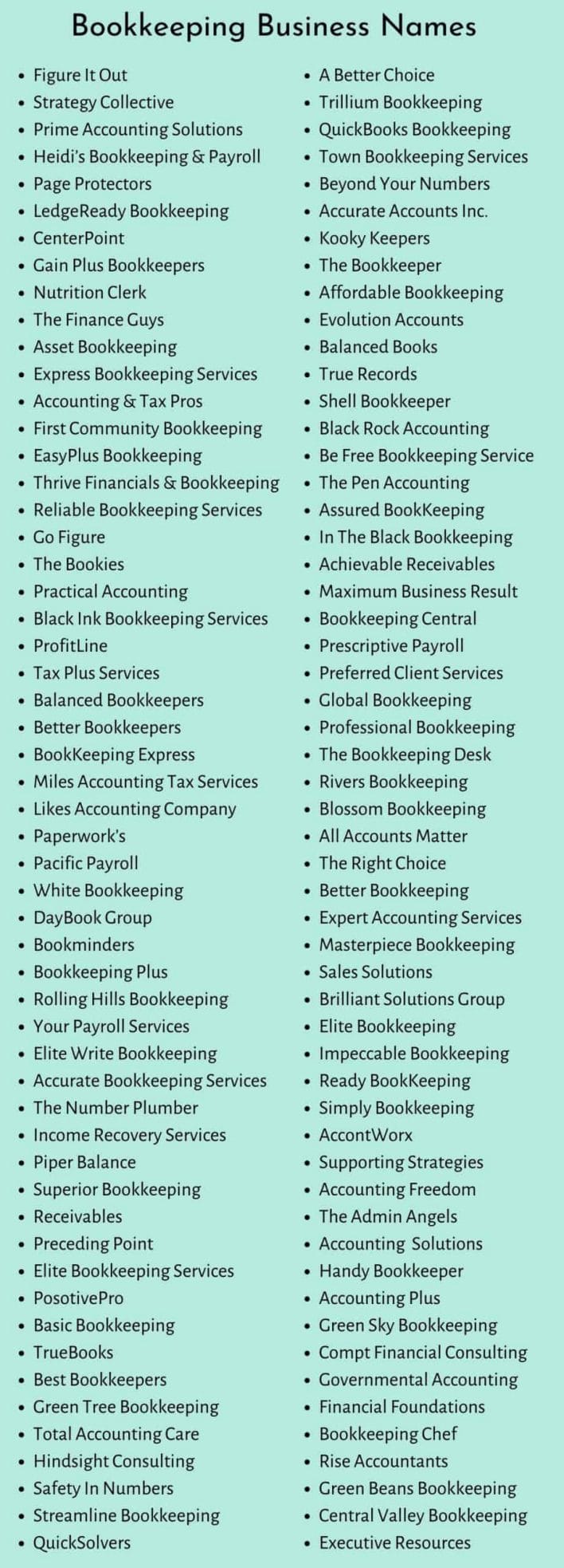 Bookkeeping Business Names