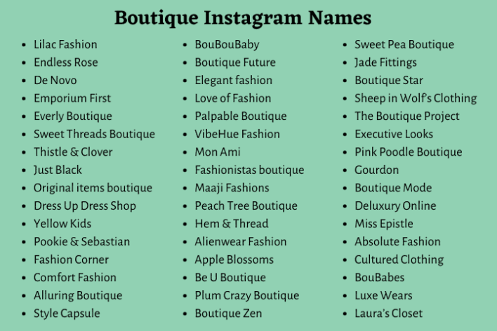 Boutique-Instagram-Namen