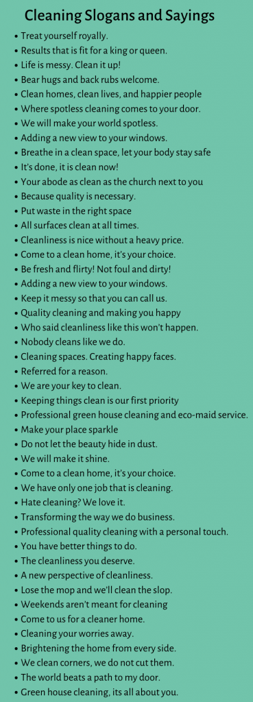 500+ Catchy Cleaning Slogans, Sayings, and Phrases
