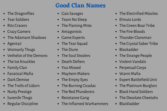 Good Clan Names